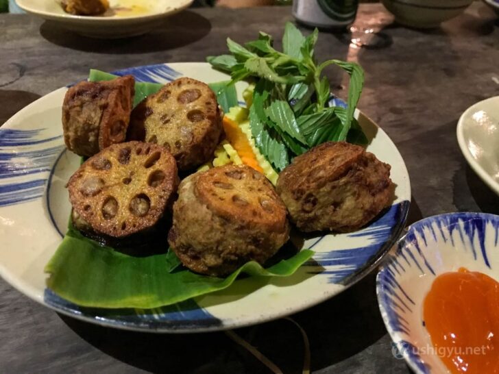 れんこんと豚肉の揚げ物